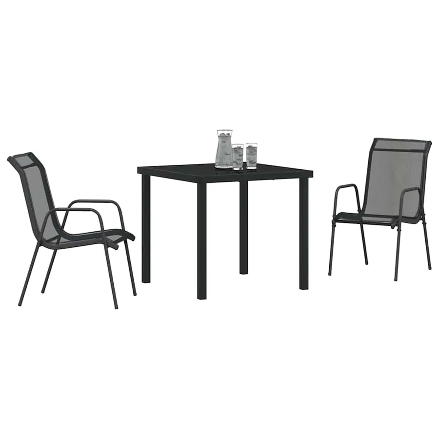 Ensemble de salle à manger pour jardin 3 pcs Noir - 3