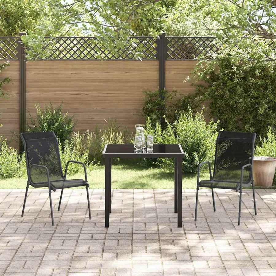 Ensemble de salle à manger pour jardin 3 pcs Noir - 4
