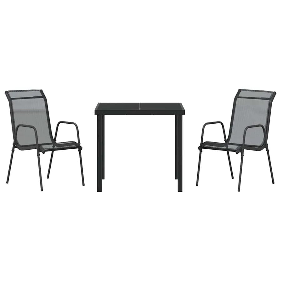 Ensemble de salle à manger pour jardin 3 pcs Noir - 7
