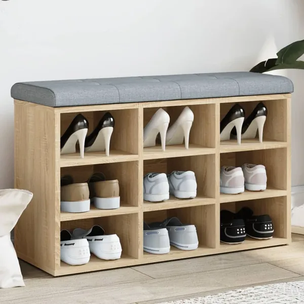 Banc à chaussures Chêne Sonoma 82x32x50 cm Bois d'ingénierie
