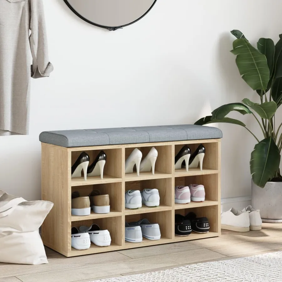 Banc à chaussures Chêne Sonoma 82x32x50 cm Bois d'ingénierie - 3
