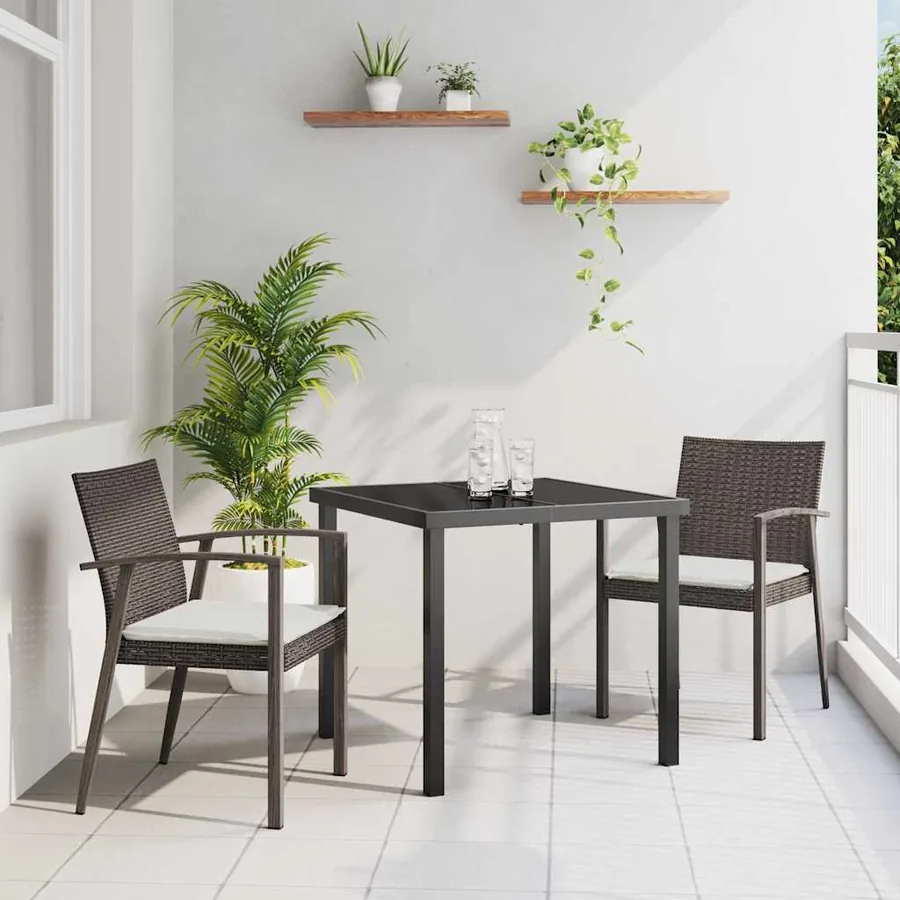 Ensemble de salle à manger pour jardin 3 pcs Marron et Noir