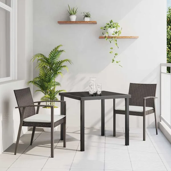 Ensemble de salle à manger pour jardin 3 pcs Marron et Noir