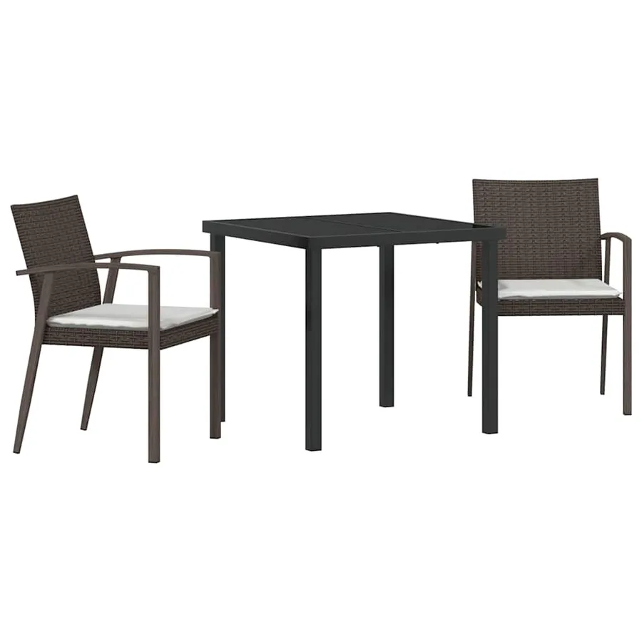 Ensemble de salle à manger pour jardin 3 pcs Marron et Noir - 2
