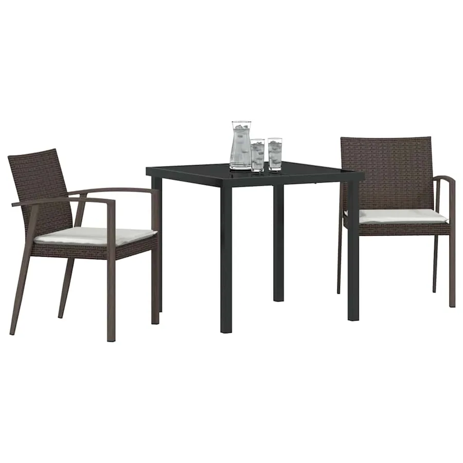 Ensemble de salle à manger pour jardin 3 pcs Marron et Noir - 3