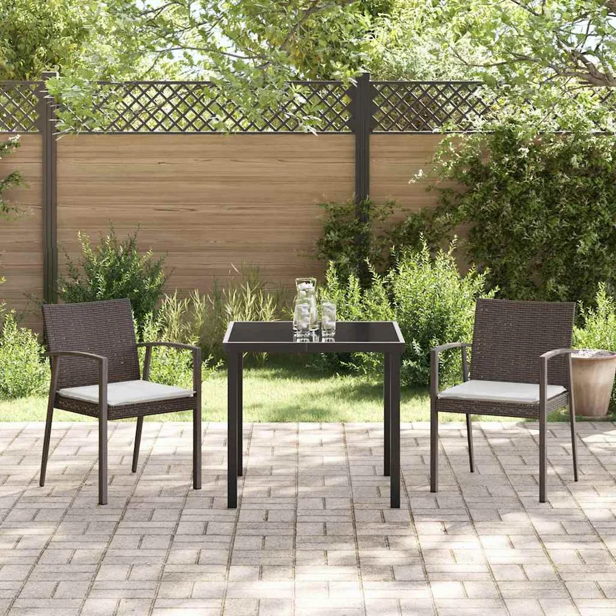 Ensemble de salle à manger pour jardin 3 pcs Marron et Noir - 4