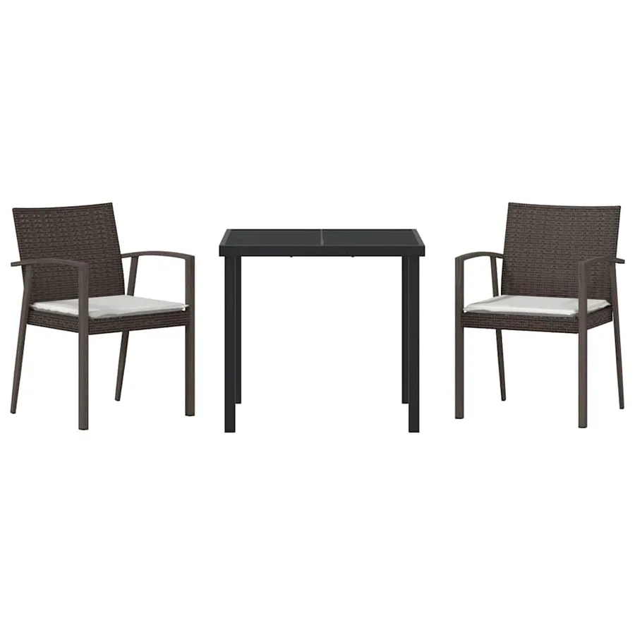 Ensemble de salle à manger pour jardin 3 pcs Marron et Noir - 7
