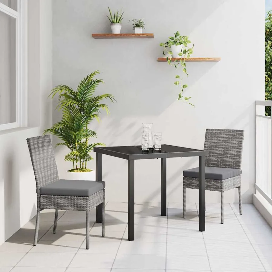 Ensemble de salle à manger pour jardin 3 pcs Gris