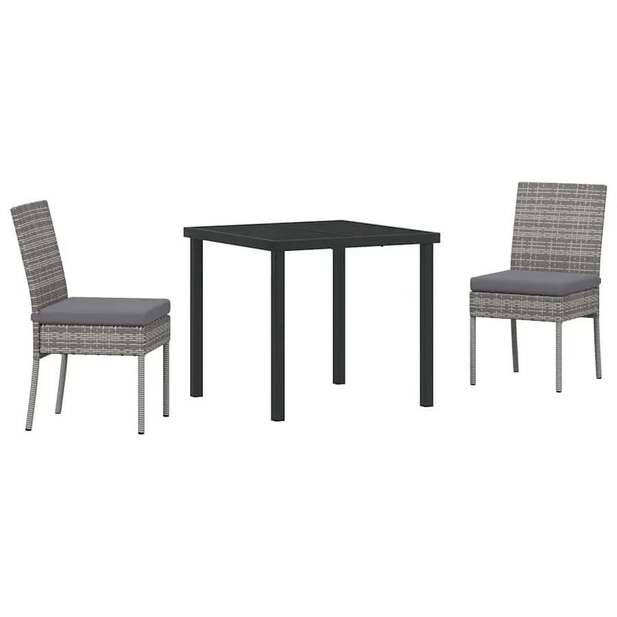Ensemble de salle à manger pour jardin 3 pcs Gris - 2