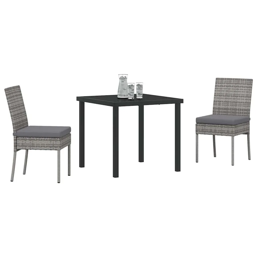 Ensemble de salle à manger pour jardin 3 pcs Gris - 3