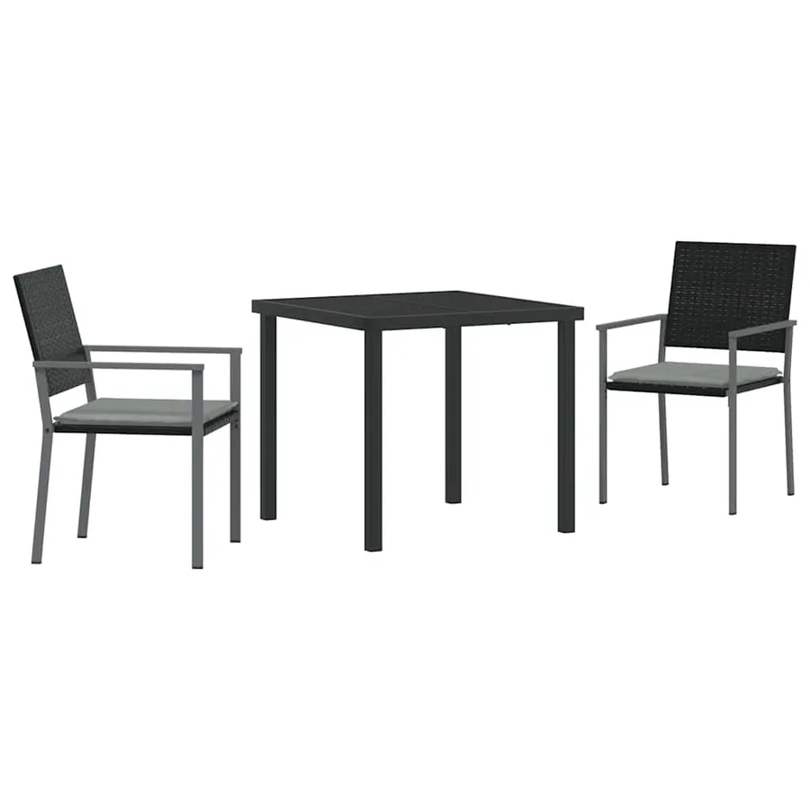 Ensemble de salle à manger pour jardin 3 pcs Noir et Gris Clair - 2
