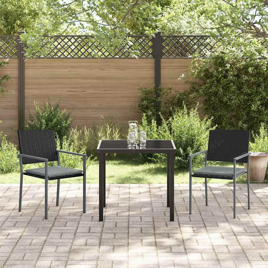 Ensemble de salle à manger pour jardin 3 pcs Noir et Gris Clair - 4