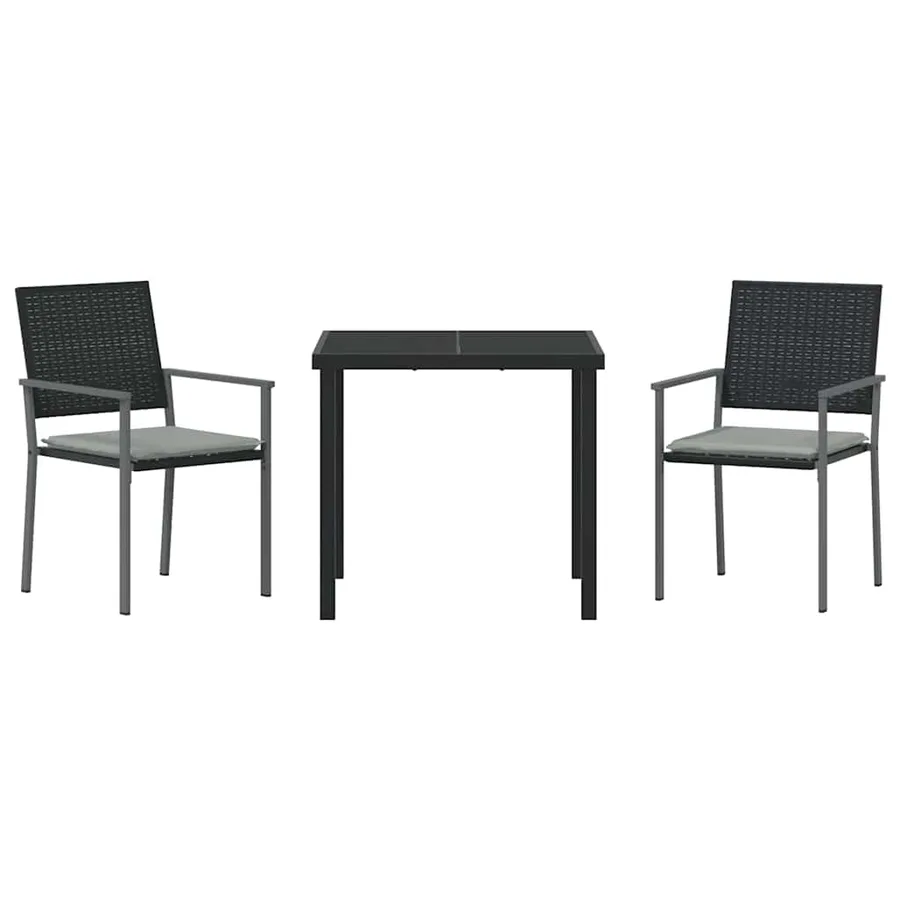Ensemble de salle à manger pour jardin 3 pcs Noir et Gris Clair - 7