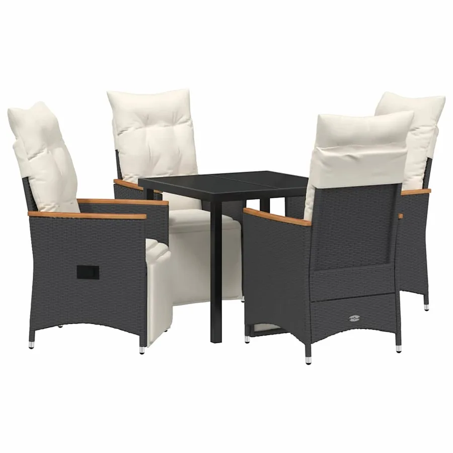 Ensemble de salle à manger pour jardin 5 pcs Noir polyrotin - 2