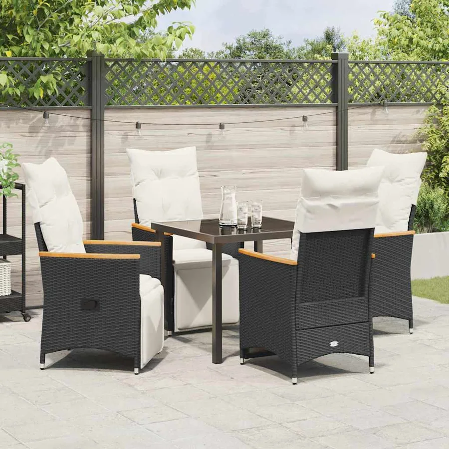 Ensemble de salle à manger pour jardin 5 pcs Noir polyrotin - 4