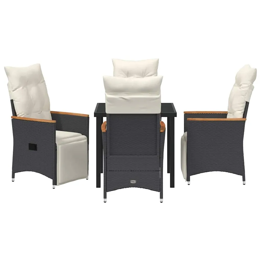 Ensemble de salle à manger pour jardin 5 pcs Noir polyrotin - 7