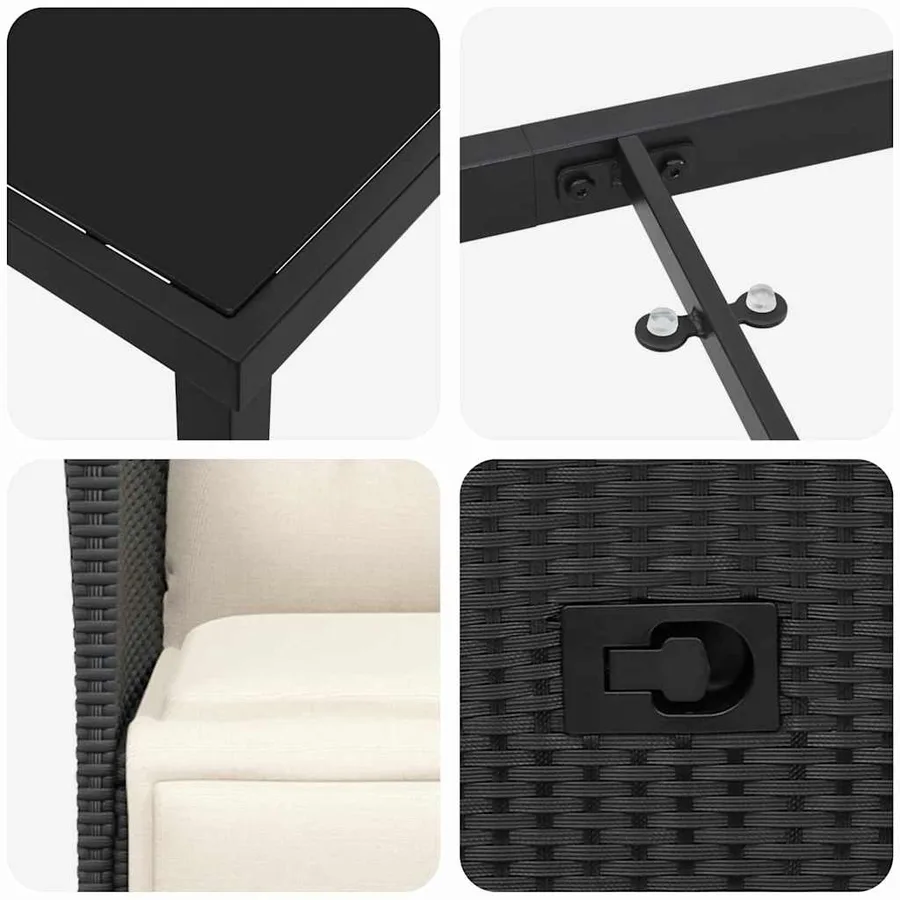 Ensemble de salle à manger pour jardin 5 pcs Noir polyrotin - 9