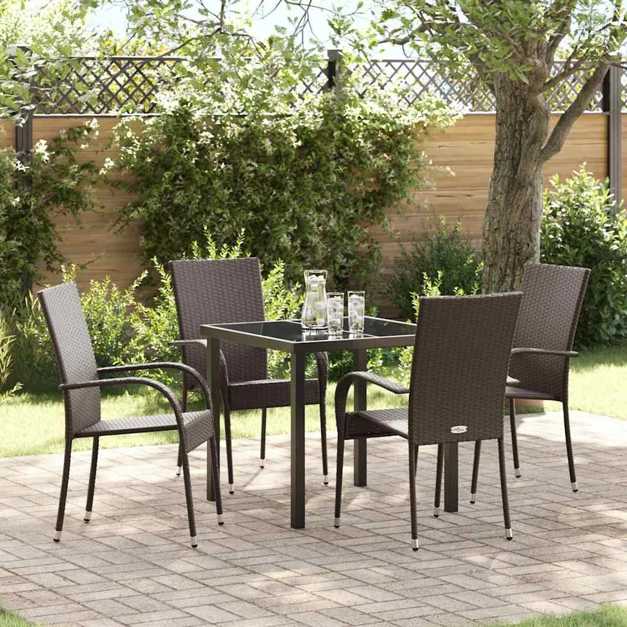Ensemble de salle à manger pour jardin 5 pcs Marron