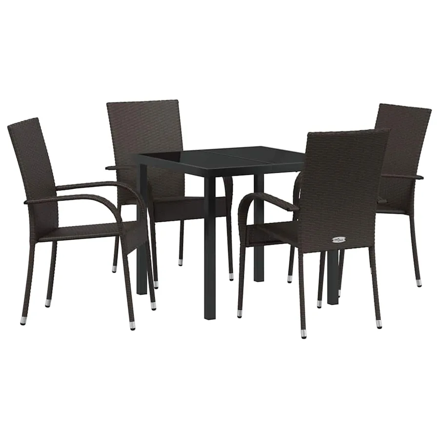 Ensemble de salle à manger pour jardin 5 pcs Marron - 2