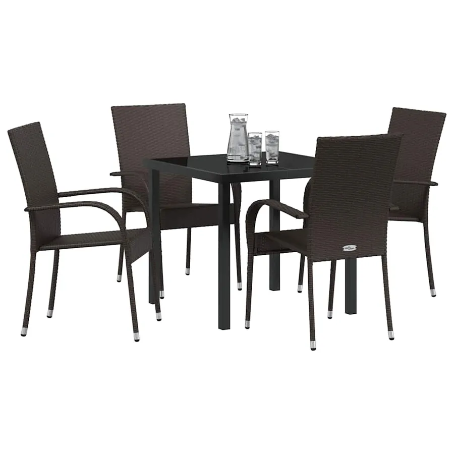Ensemble de salle à manger pour jardin 5 pcs Marron - 3