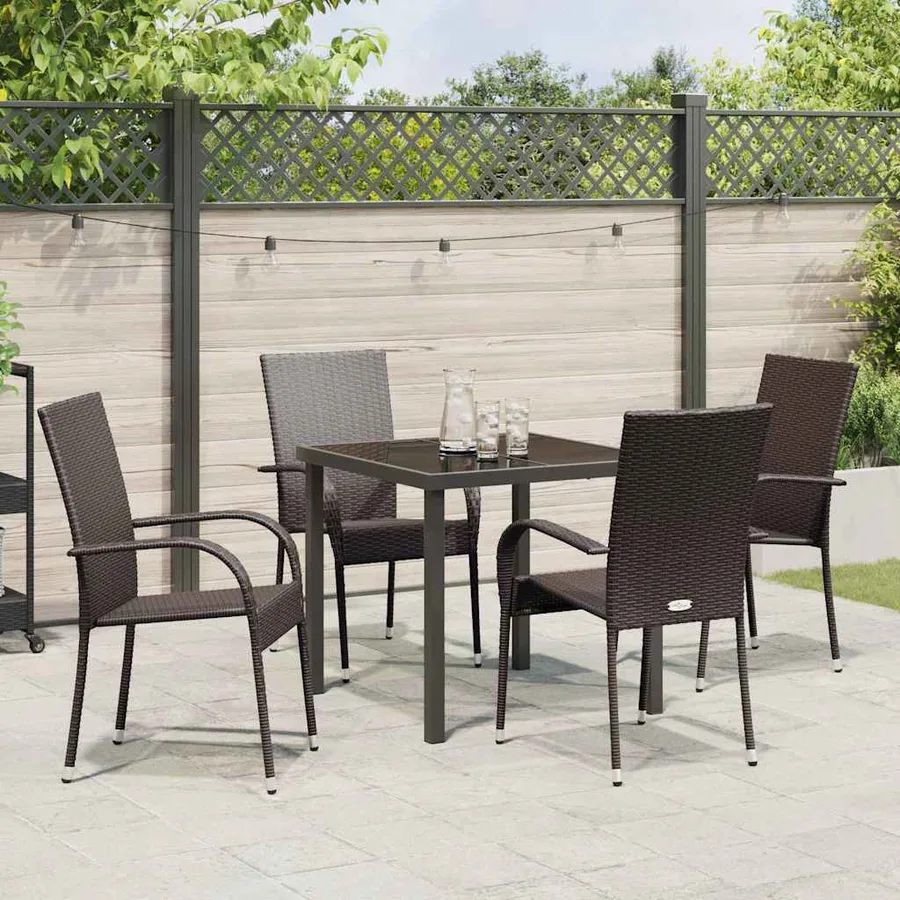 Ensemble de salle à manger pour jardin 5 pcs Marron - 4