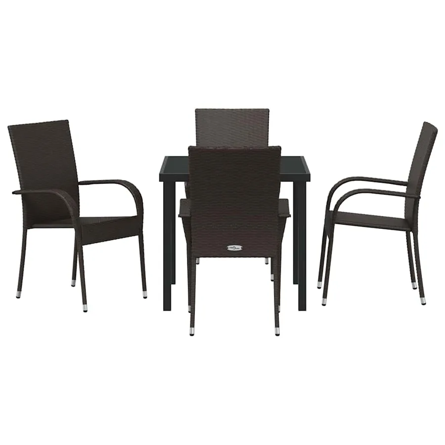 Ensemble de salle à manger pour jardin 5 pcs Marron - 7