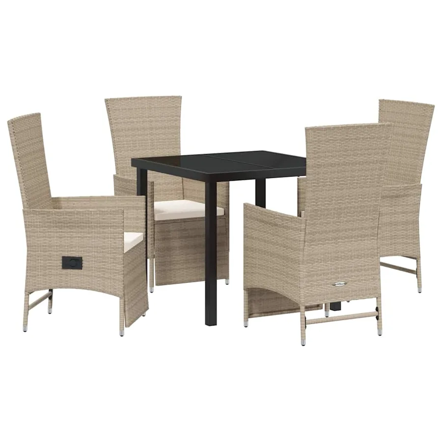 Ensemble de salle à manger pour jardin 5 pcs Beige polyrotin - 2
