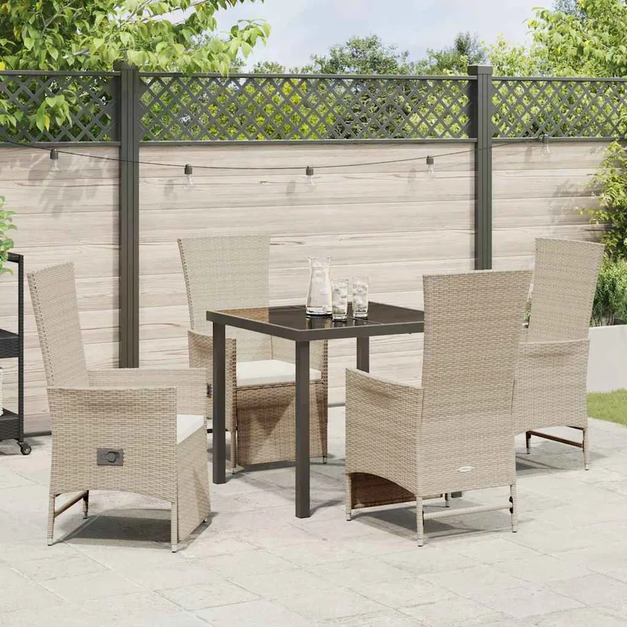 Ensemble de salle à manger pour jardin 5 pcs Beige polyrotin - 4