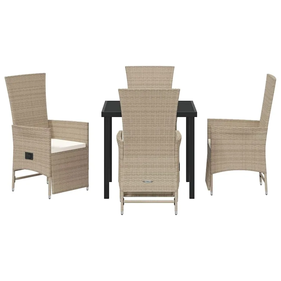 Ensemble de salle à manger pour jardin 5 pcs Beige polyrotin - 7