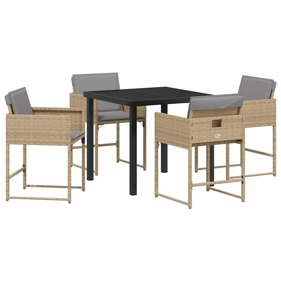 Ensemble de salle à manger pour jardin 5 pcs Beige polyrotin - 2