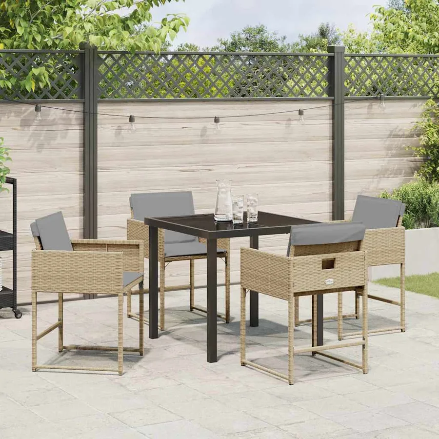 Ensemble de salle à manger pour jardin 5 pcs Beige polyrotin - 4