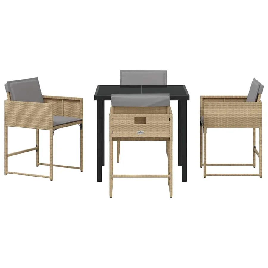 Ensemble de salle à manger pour jardin 5 pcs Beige polyrotin - 7