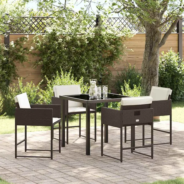 Ensemble de salle à manger pour jardin 5 pcs Marron polyrotin
