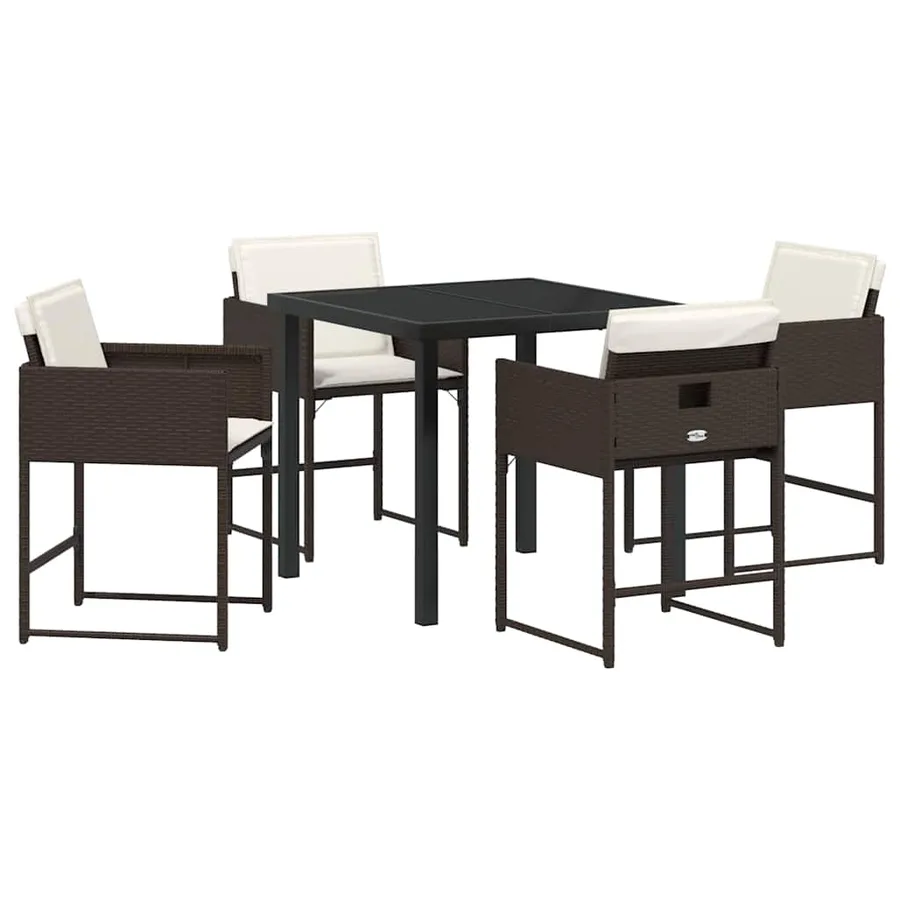 Ensemble de salle à manger pour jardin 5 pcs Marron polyrotin - 2