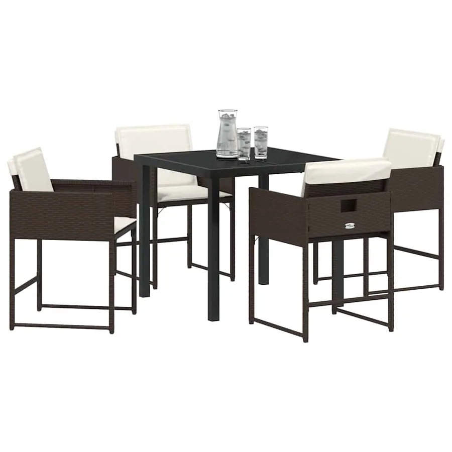 Ensemble de salle à manger pour jardin 5 pcs Marron polyrotin - 3