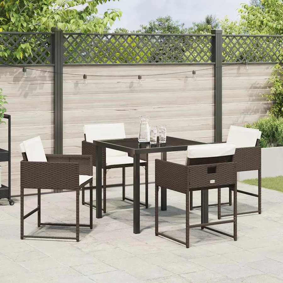 Ensemble de salle à manger pour jardin 5 pcs Marron polyrotin - 4