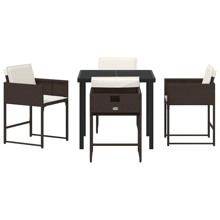 Ensemble de salle à manger pour jardin 5 pcs Marron polyrotin - 7