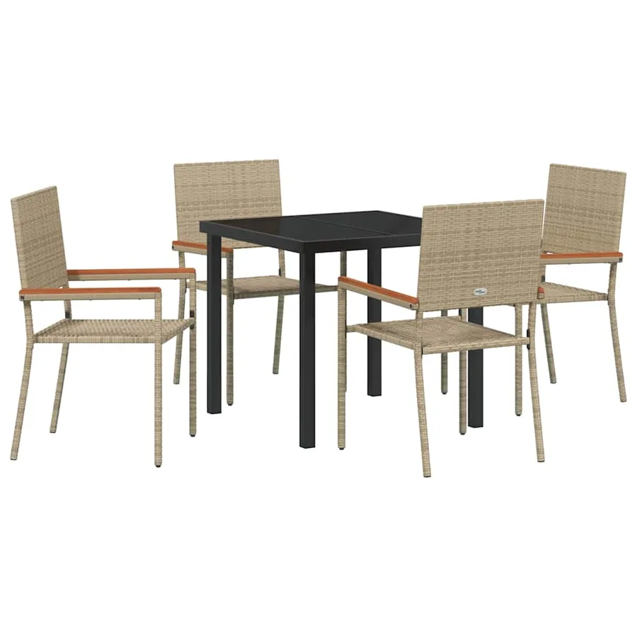 Ensemble de salle à manger pour jardin 5 pcs Beige polyrotin - 2