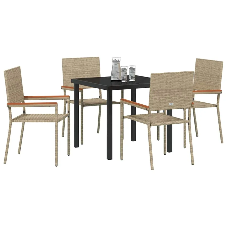 Ensemble de salle à manger pour jardin 5 pcs Beige polyrotin - 3