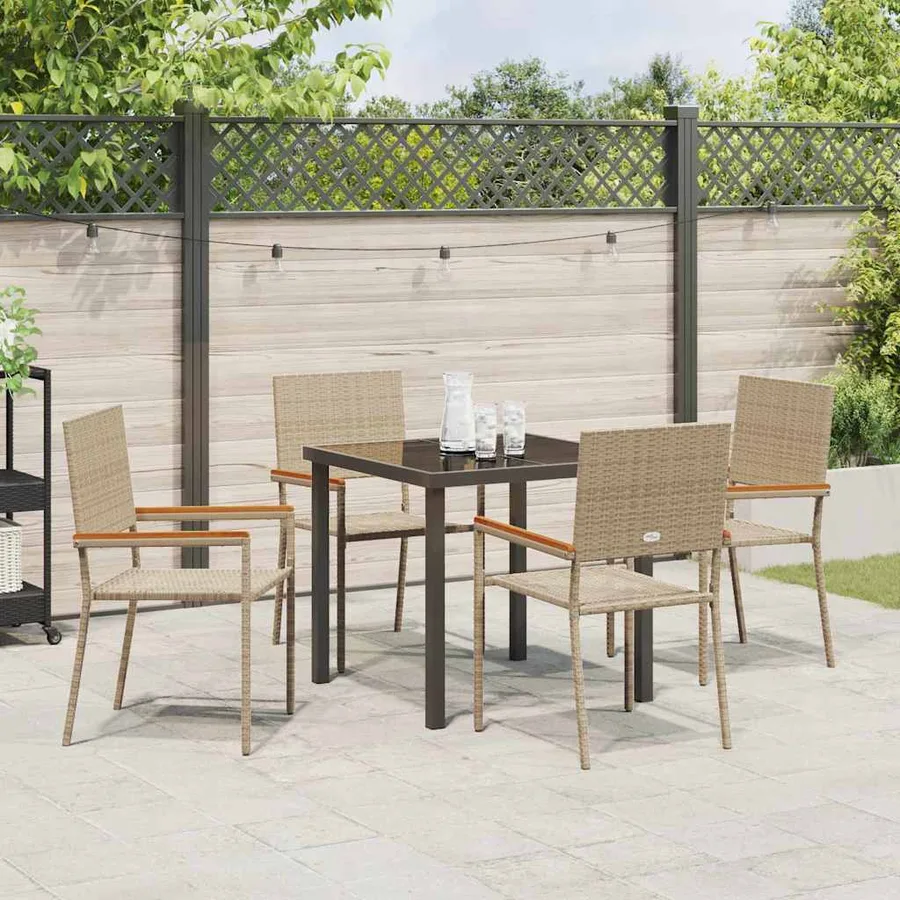 Ensemble de salle à manger pour jardin 5 pcs Beige polyrotin - 4