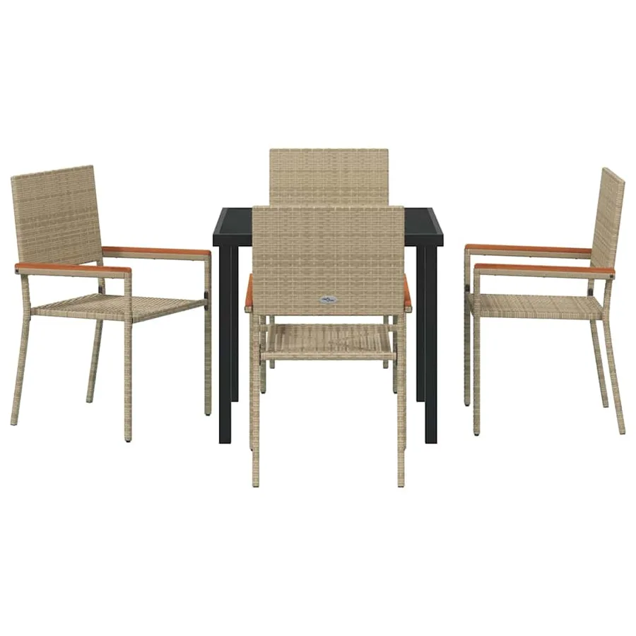 Ensemble de salle à manger pour jardin 5 pcs Beige polyrotin - 7