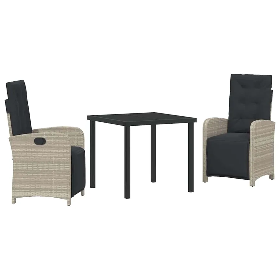 Ensemble de salle à manger pour jardin 3 pcs Gris clair - 2