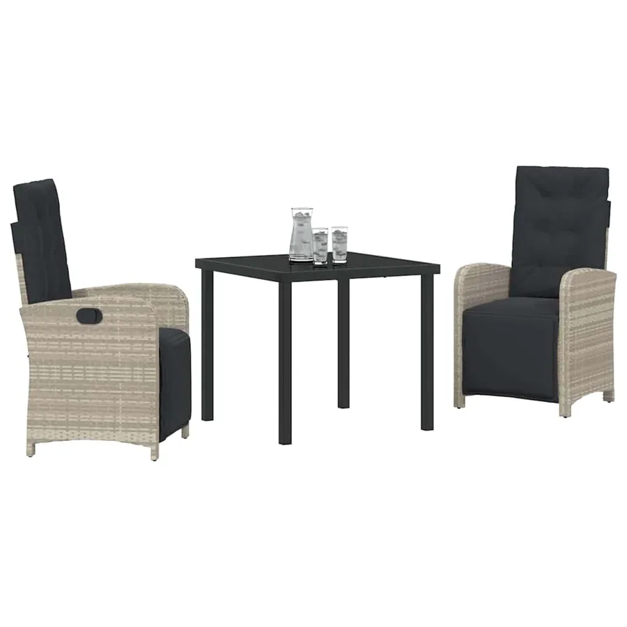 Ensemble de salle à manger pour jardin 3 pcs Gris clair - 3