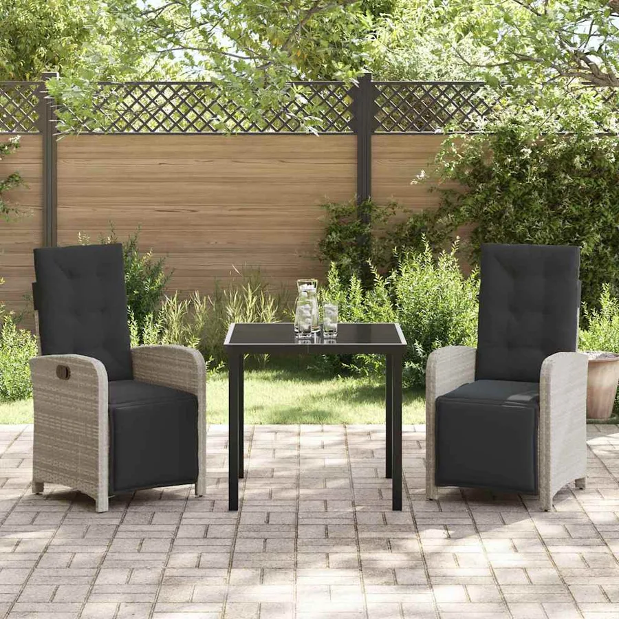 Ensemble de salle à manger pour jardin 3 pcs Gris clair - 4