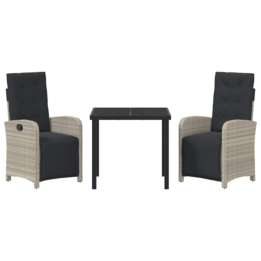 Ensemble de salle à manger pour jardin 3 pcs Gris clair - 7
