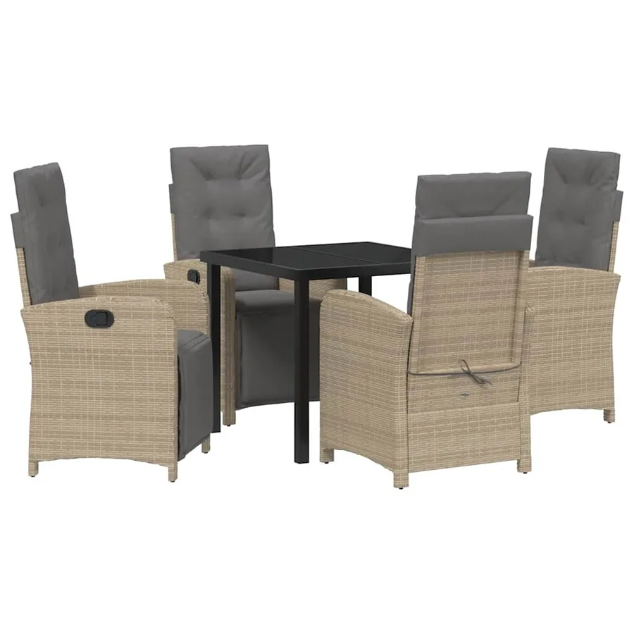 Ensemble de salle à manger pour jardin 5 pcs Beige polyrotin - 2