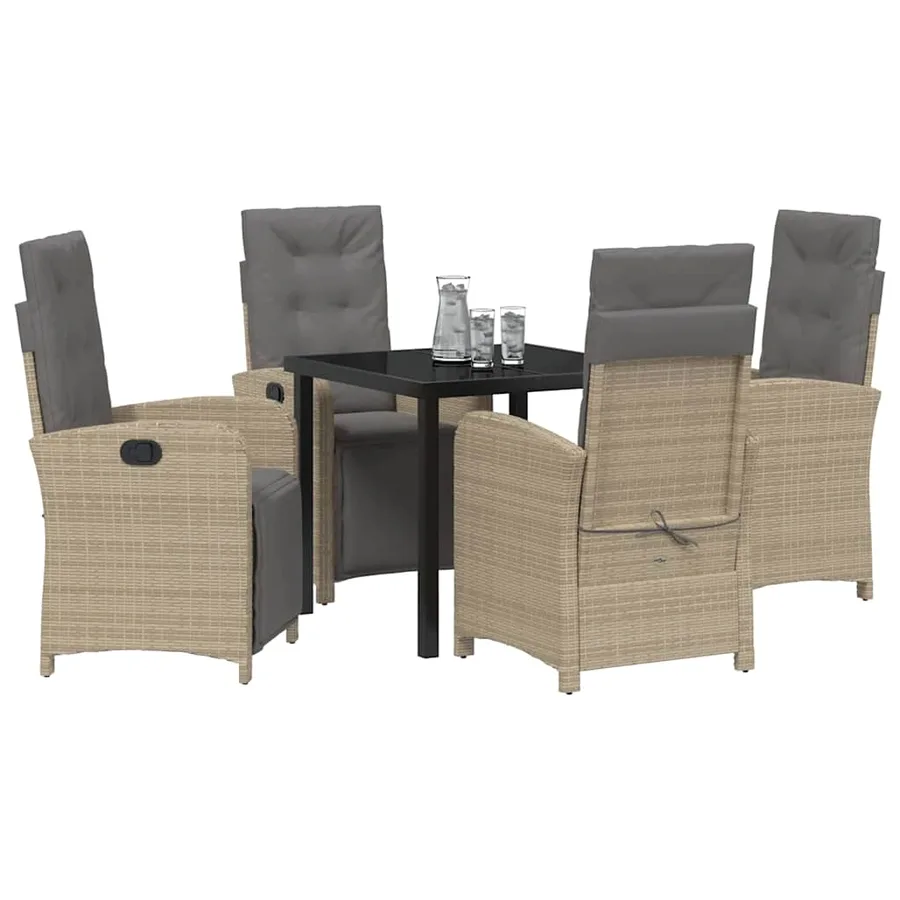 Ensemble de salle à manger pour jardin 5 pcs Beige polyrotin - 3