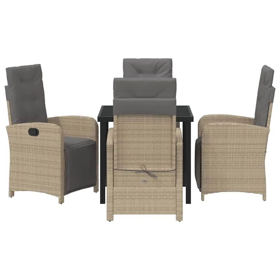 Ensemble de salle à manger pour jardin 5 pcs Beige polyrotin - 7