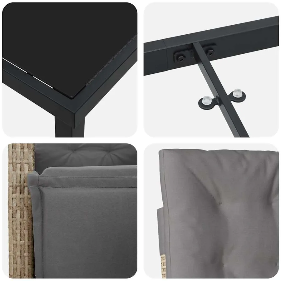 Ensemble de salle à manger pour jardin 5 pcs Beige polyrotin - 9