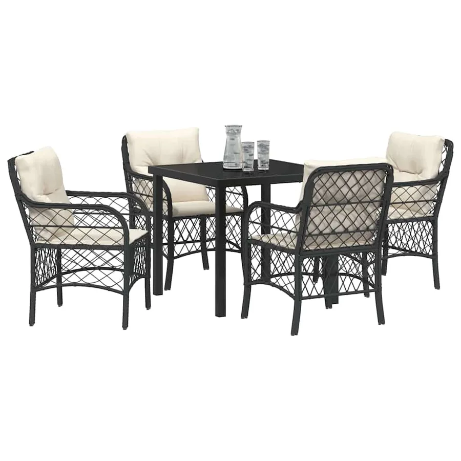 Ensemble de salle à manger pour jardin 5 pcs Noir polyrotin - 3